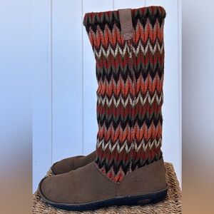 Keen Auburn Navajo Suede & Textile Flame Stitch Pull On Tall‎ Boots Size 8